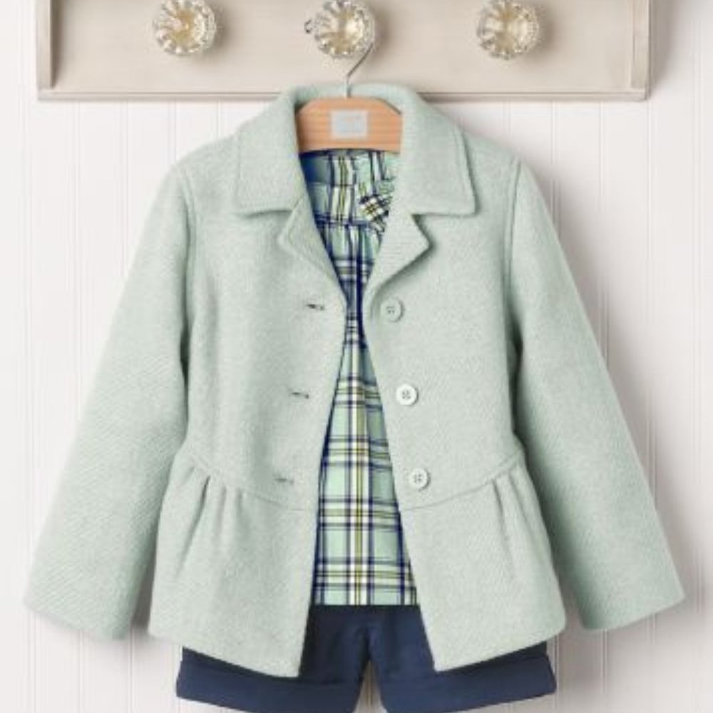 Janie and Jack Snowflake Kisses Textured Wool Blend Coat, Wintermint, Size 2T-3